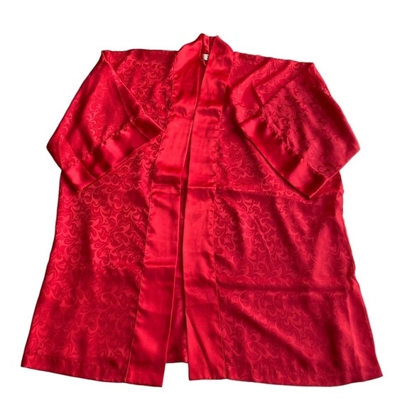 Victorias Secret Satin Robe Kimono Ruby Red Size Large XLarge OSFA Vintage - Picture 8 of 10